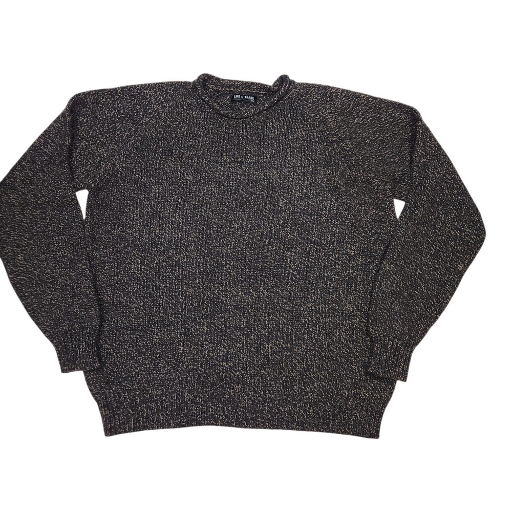 Line of Trade Crewneck Sweater 2XL Brown Marled Wool Blend Heavy Knit Cabincore